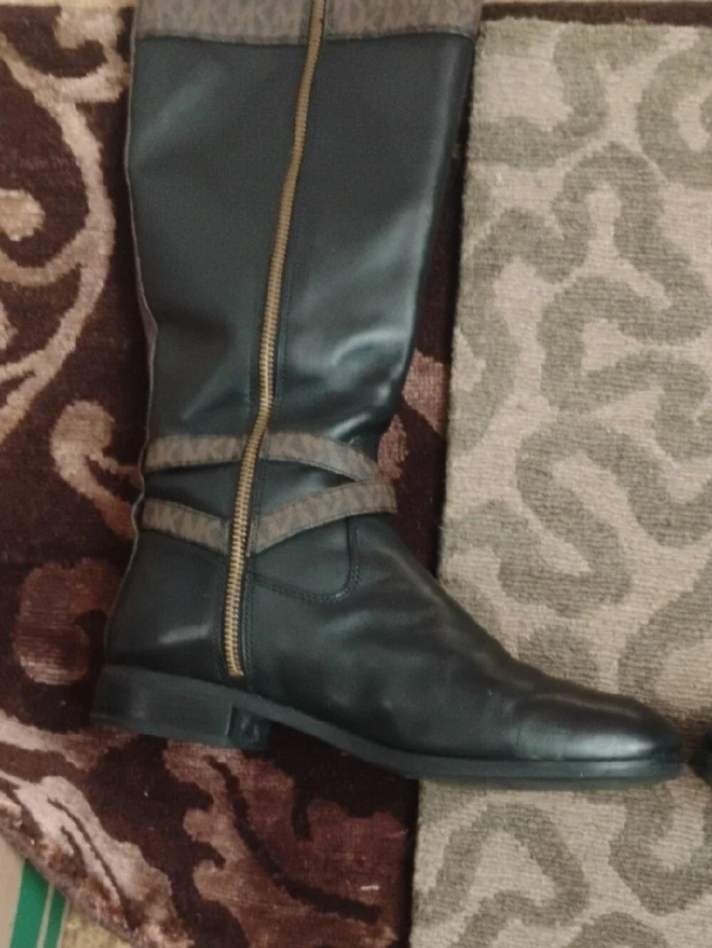Michael Kors Black Tall Leather Over-the-Knee Boots with MK Charm
